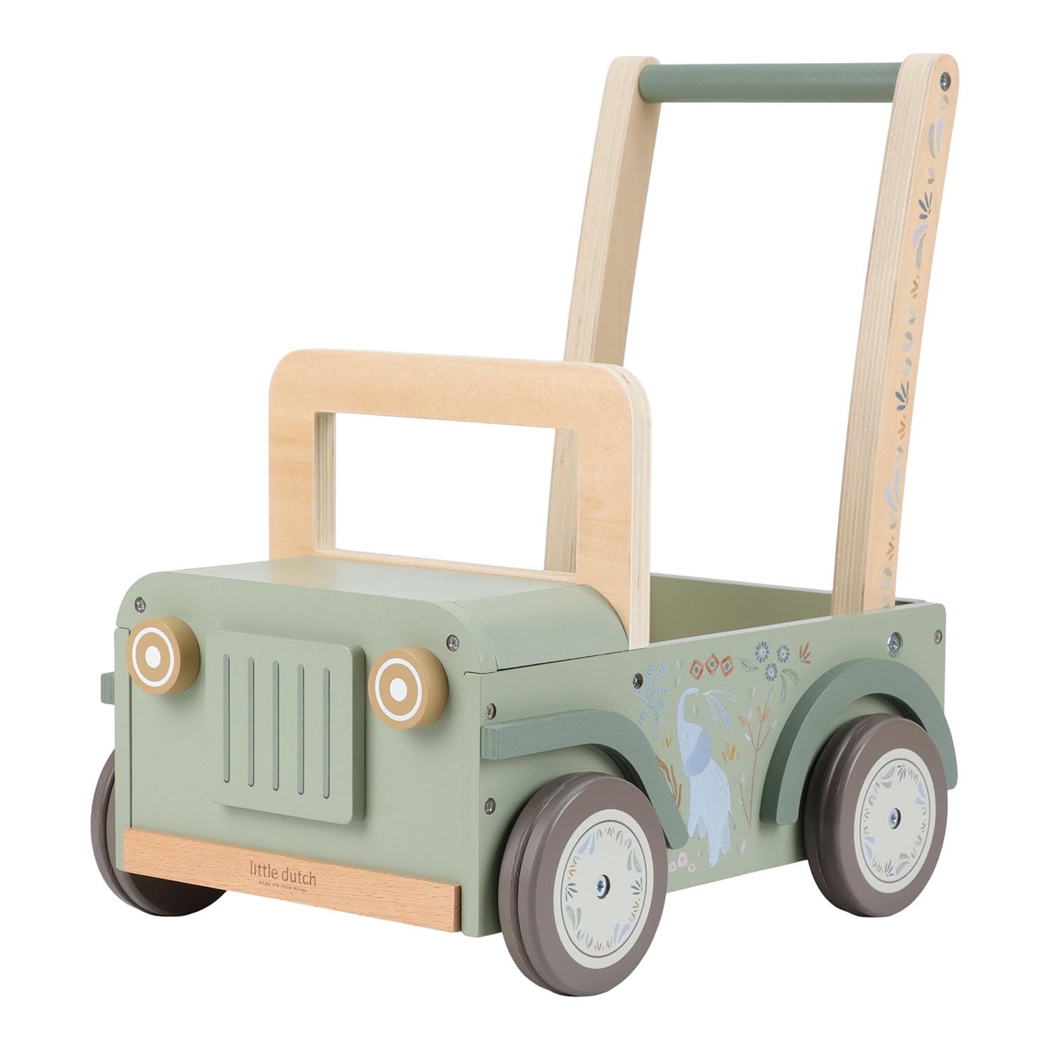 Holz Laufwagen Safari Auto - Safari Friends grün