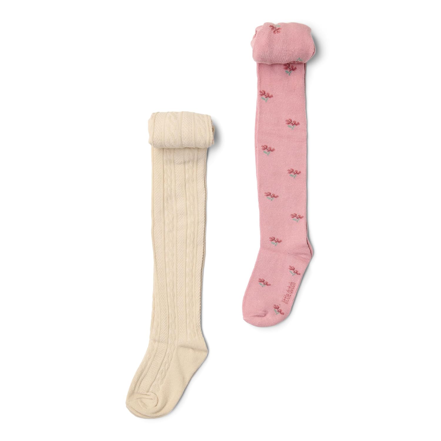 Strumpfhosen 2er Set gestrickt Sand / Velvet Rose - Fairy Garden beige / rosa (Gr. 74/80)