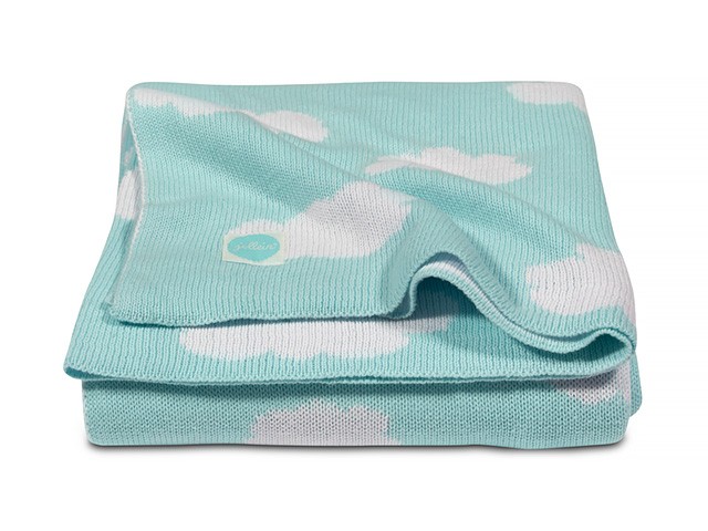 Babydecke Strickdecke Wolken türkis (75x100 cm)