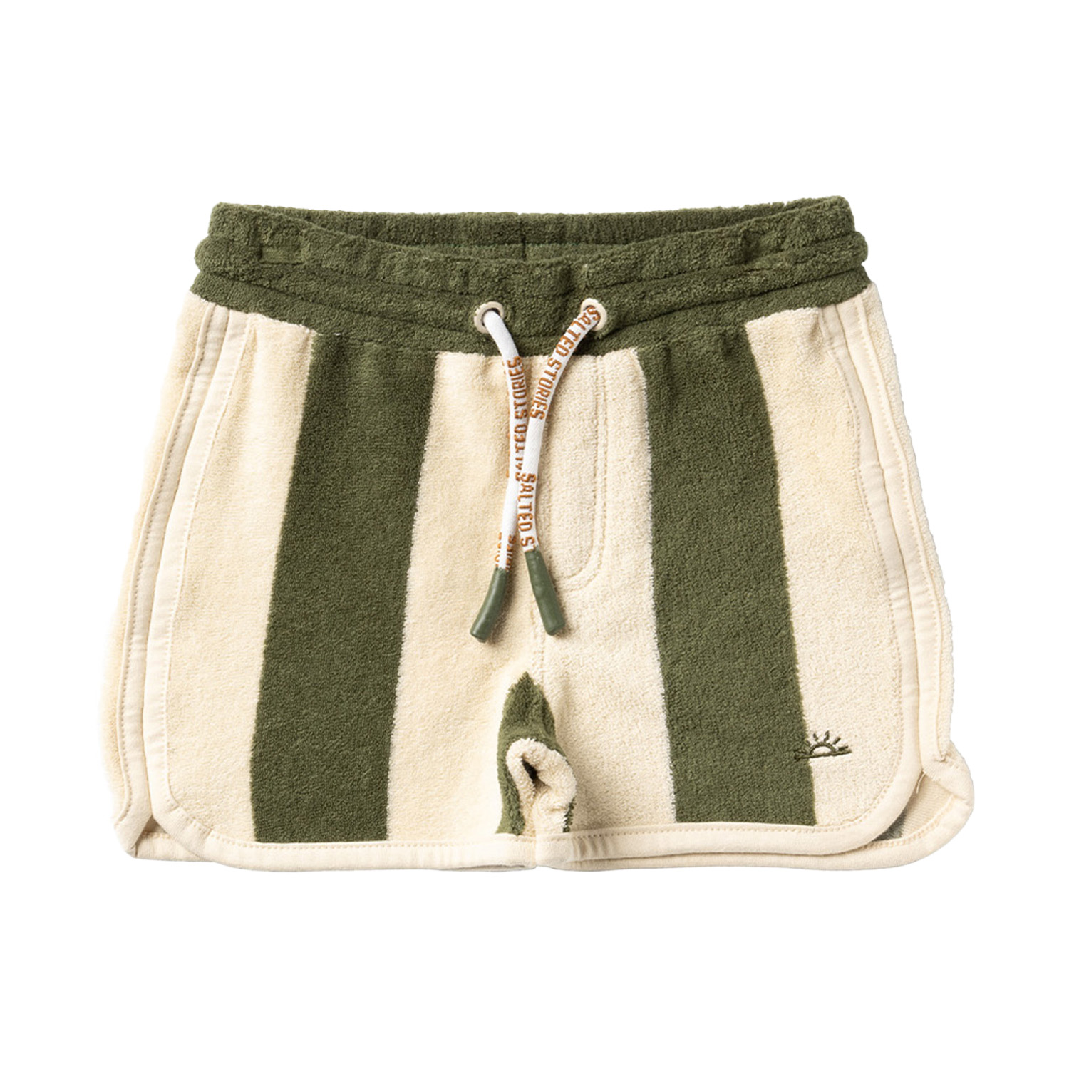 Kurze Hose / Shorts Frottee - Wide Stripe / Bronze Green (Gr. 86/92)