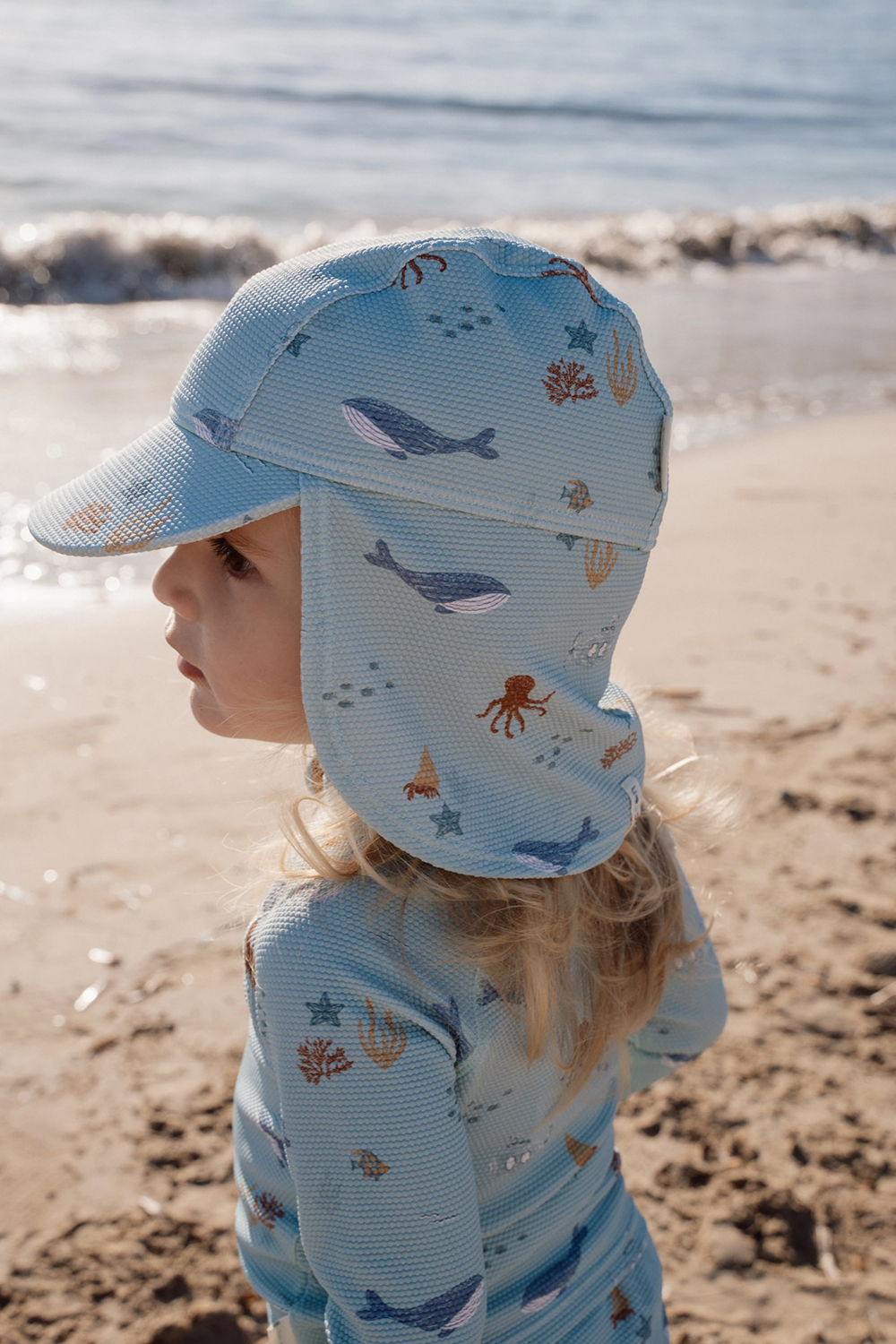 Sonnenhut mit Nackenschutz - Ocean Friends grün (Gr. 0-12 Monate)