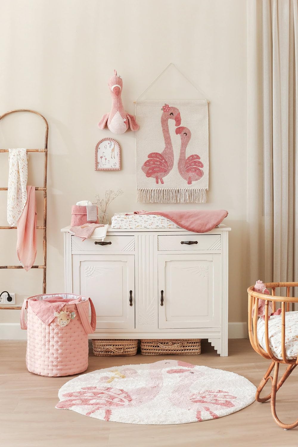 Wandteppich Flamingo Blooming Safari - Safari Friends rosa