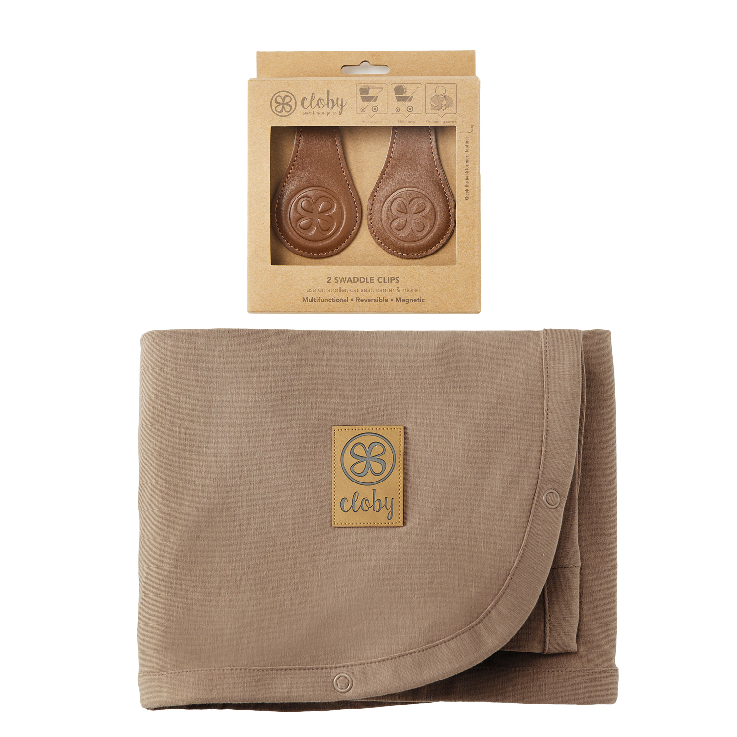 Set UV-Schutz-Decke Peanut Brown und magnetische Clips braun