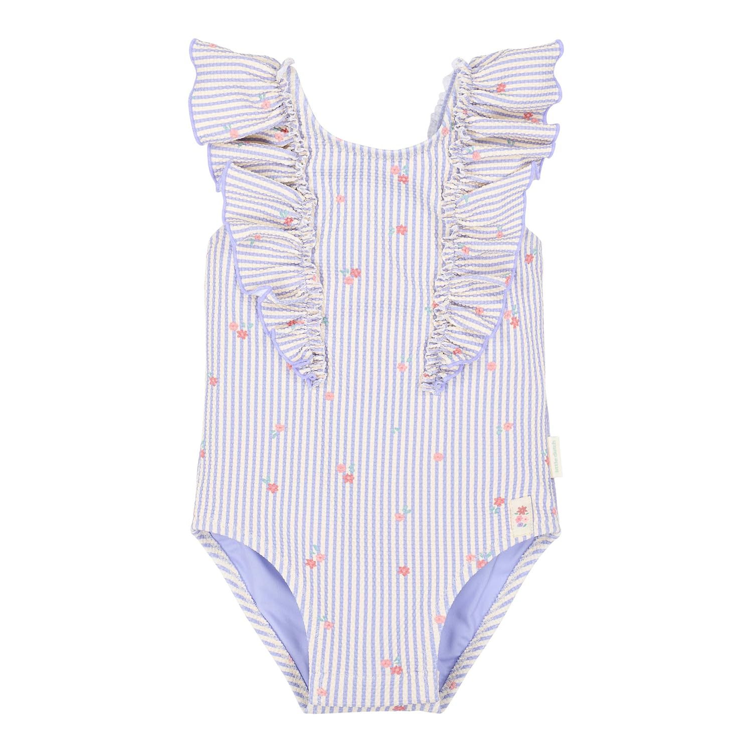 Badeanzug mit Rüschen ärmellos - Dreamy Stripes lila/weiß (Gr. 86/92)