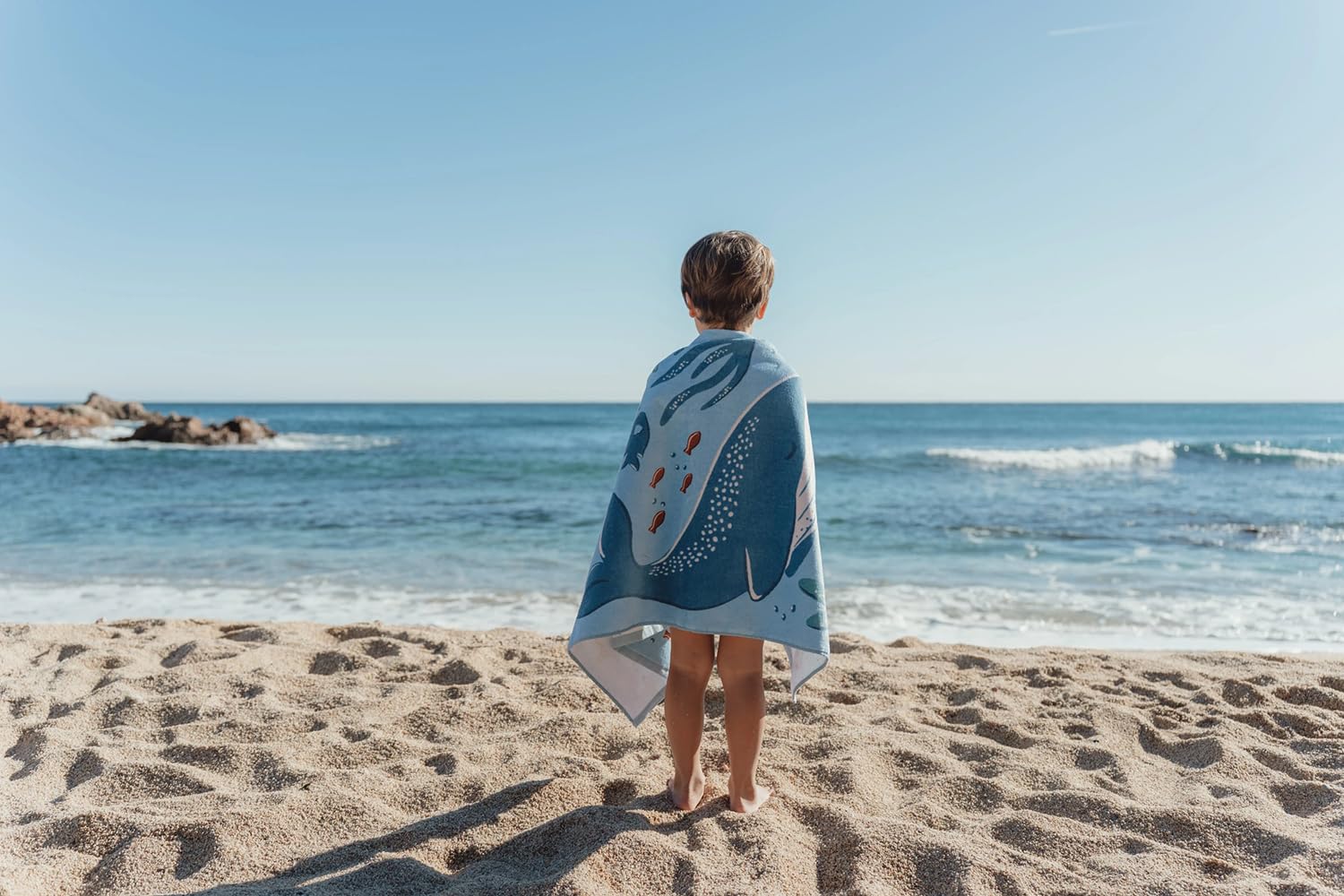 Handtuch / Strandhandtuch - Ocean World blau (60x120 cm)