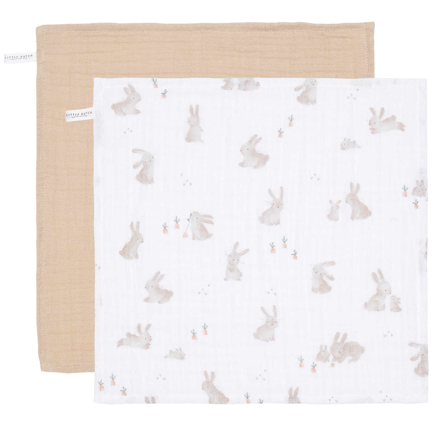 Spucktücher Mundtücher 2er Set Baby Bunny Newborn Naturals beige / weiß (25x25 cm)