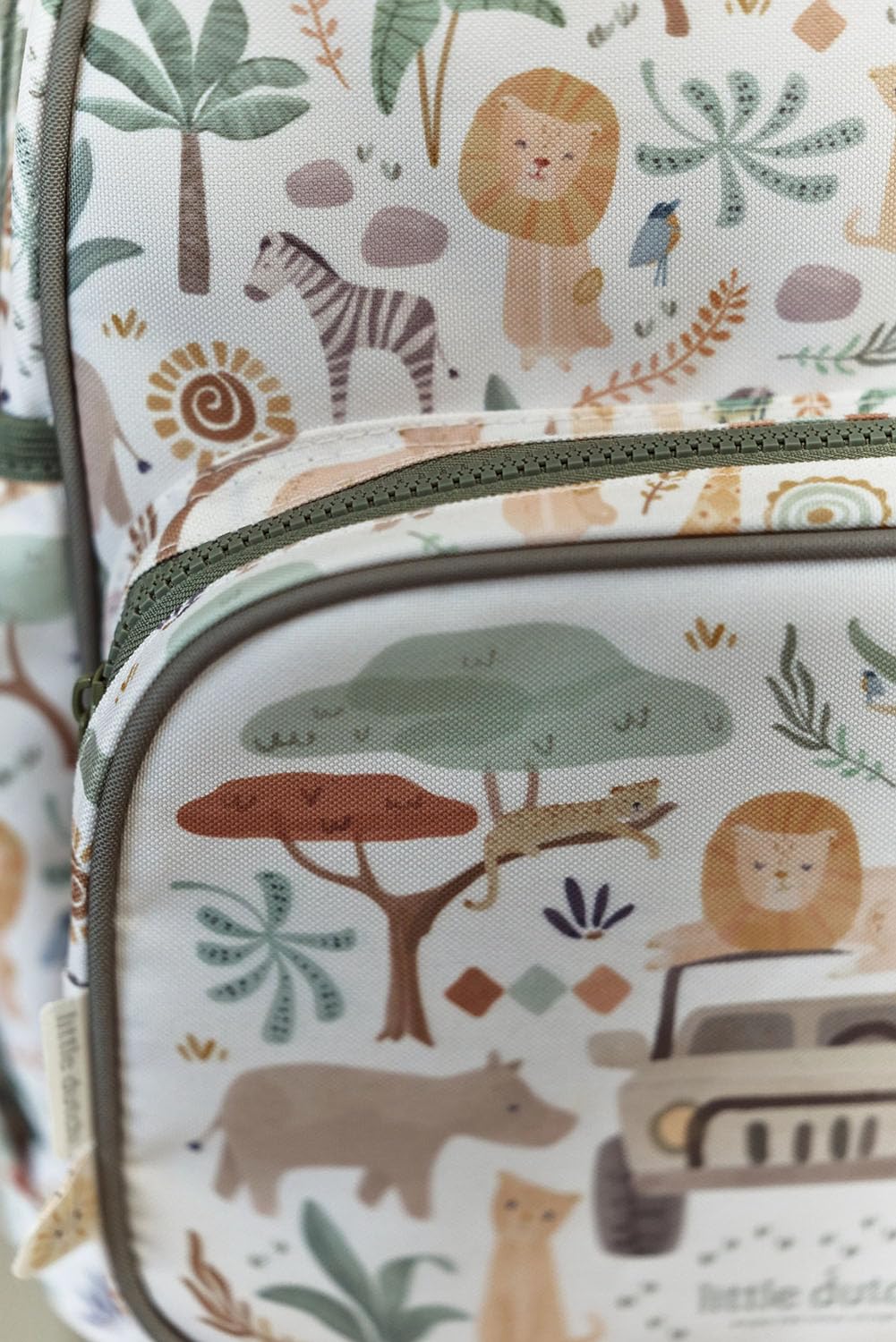 Kinderrucksack Tiere groß - Safari Friends weiß / grün