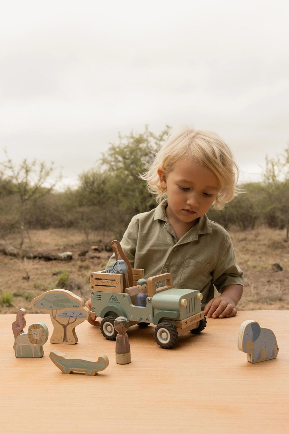 Holz Safari Auto - Safari Friends grün