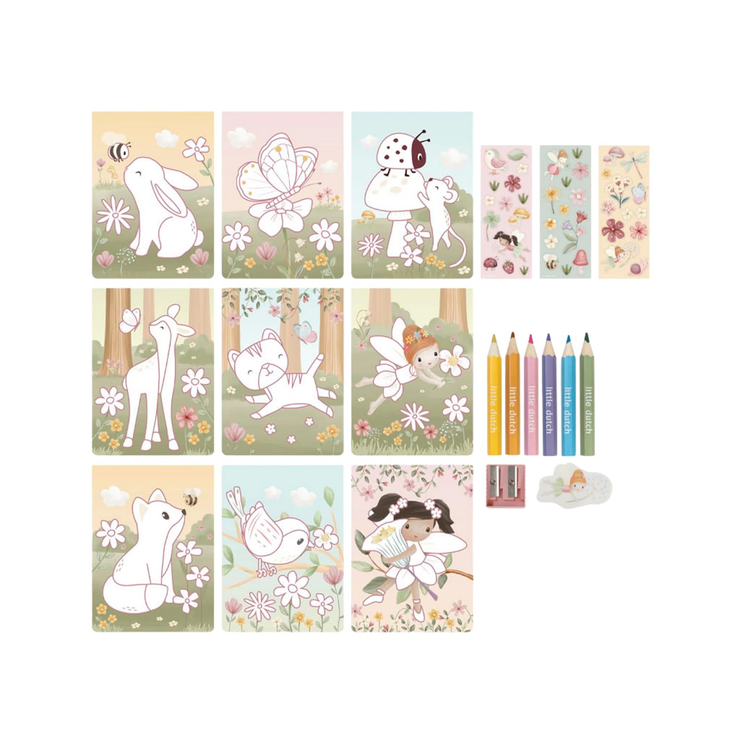 Malbuch inkl. Buntstiften, Radiergummi und Anspitzer Rosa's Colour Set - Fairy Garden rosa