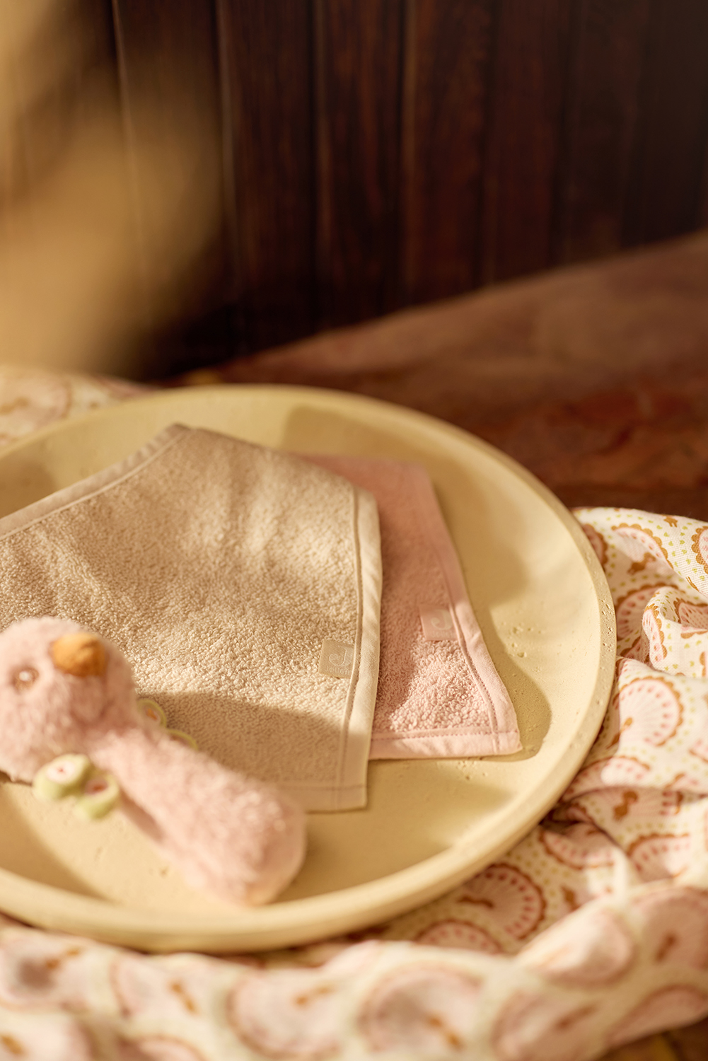 Bandana Lätzchen Halstuch 2er Set Frottee - Silk Rose / Sand - rosa / beige