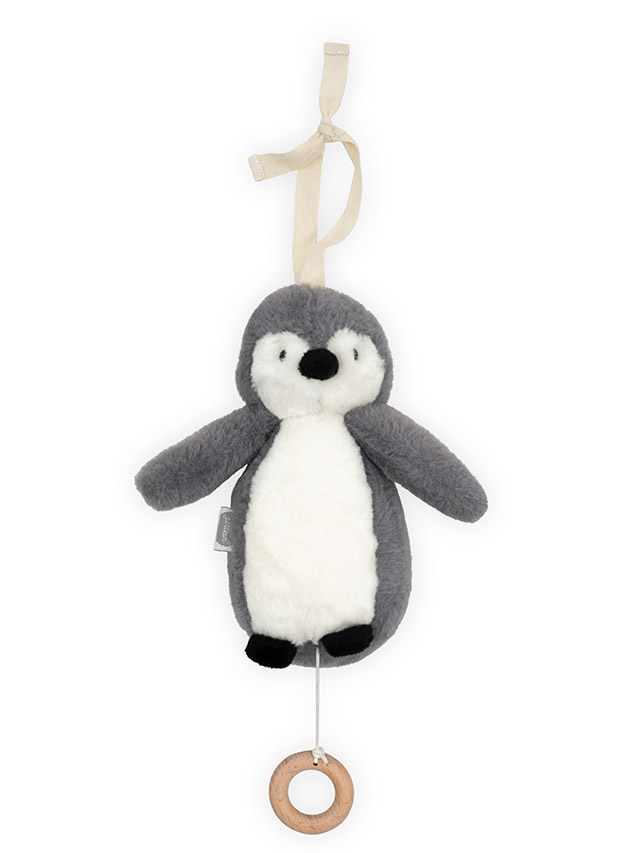 Spieluhr Plüsch Pinguin grau 