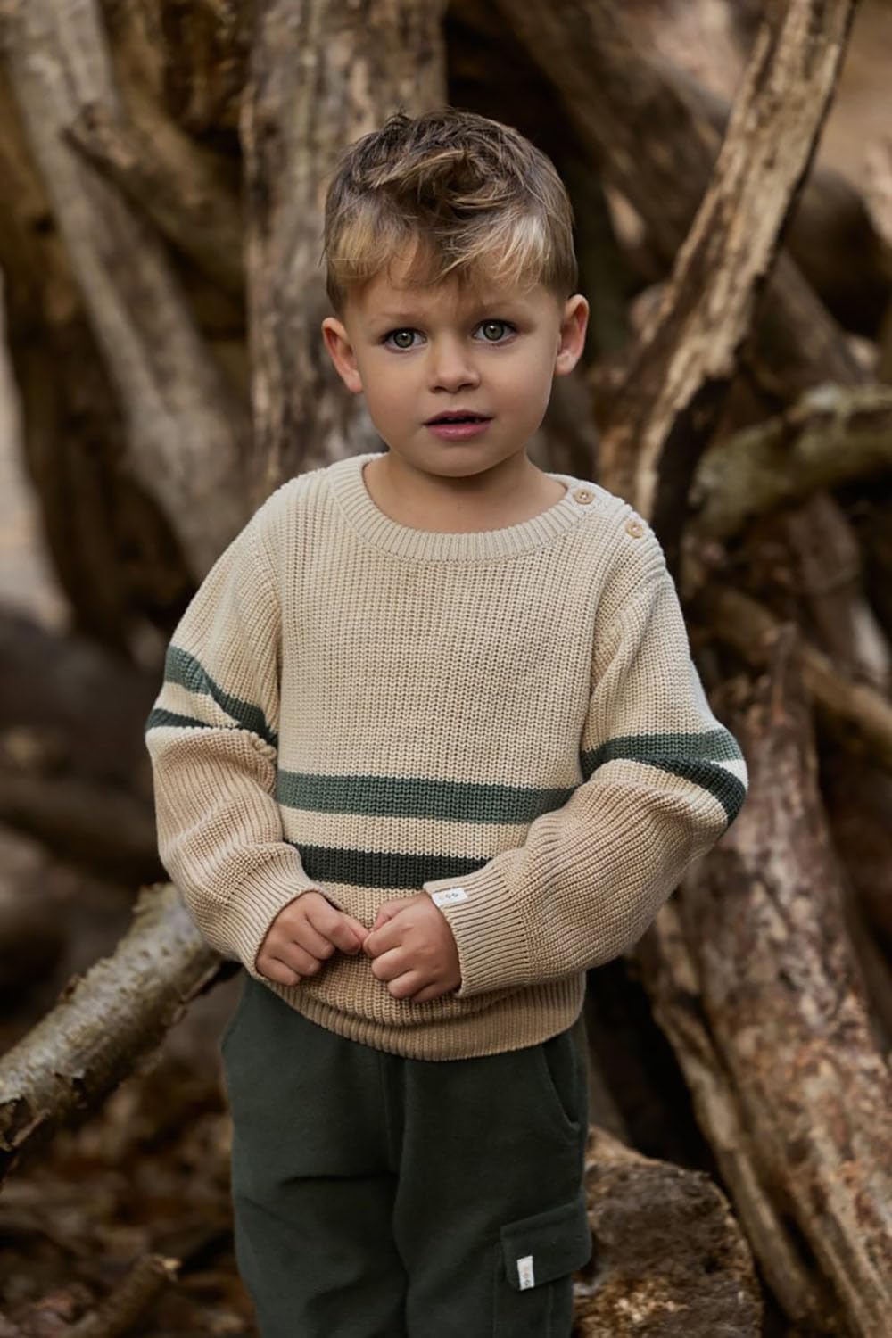 Long Sleeve Shirt / Pullover Strick Warm Taupe - Safari Friends beige (Gr. 74)