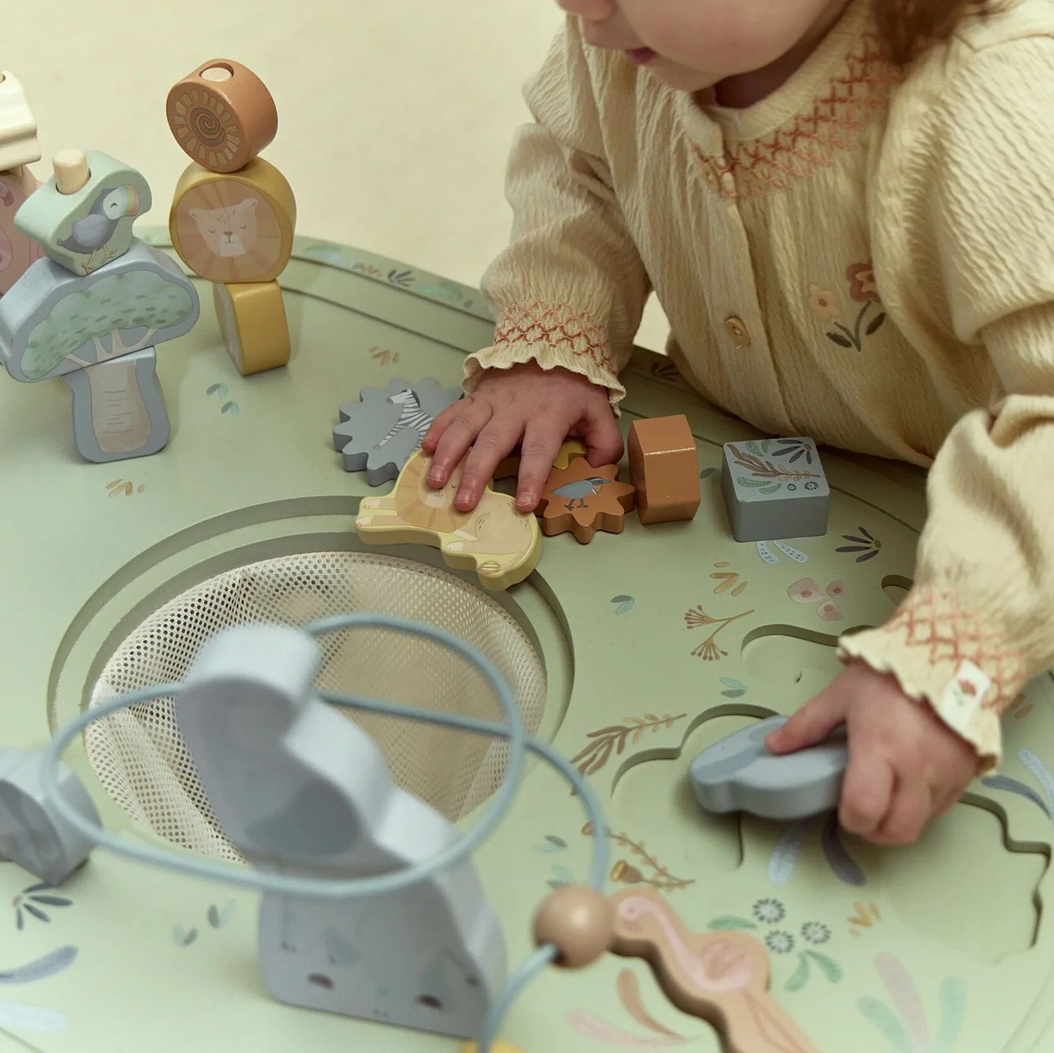 Holz Aktivitätstisch / Spieltisch XL - Safari Friends grün