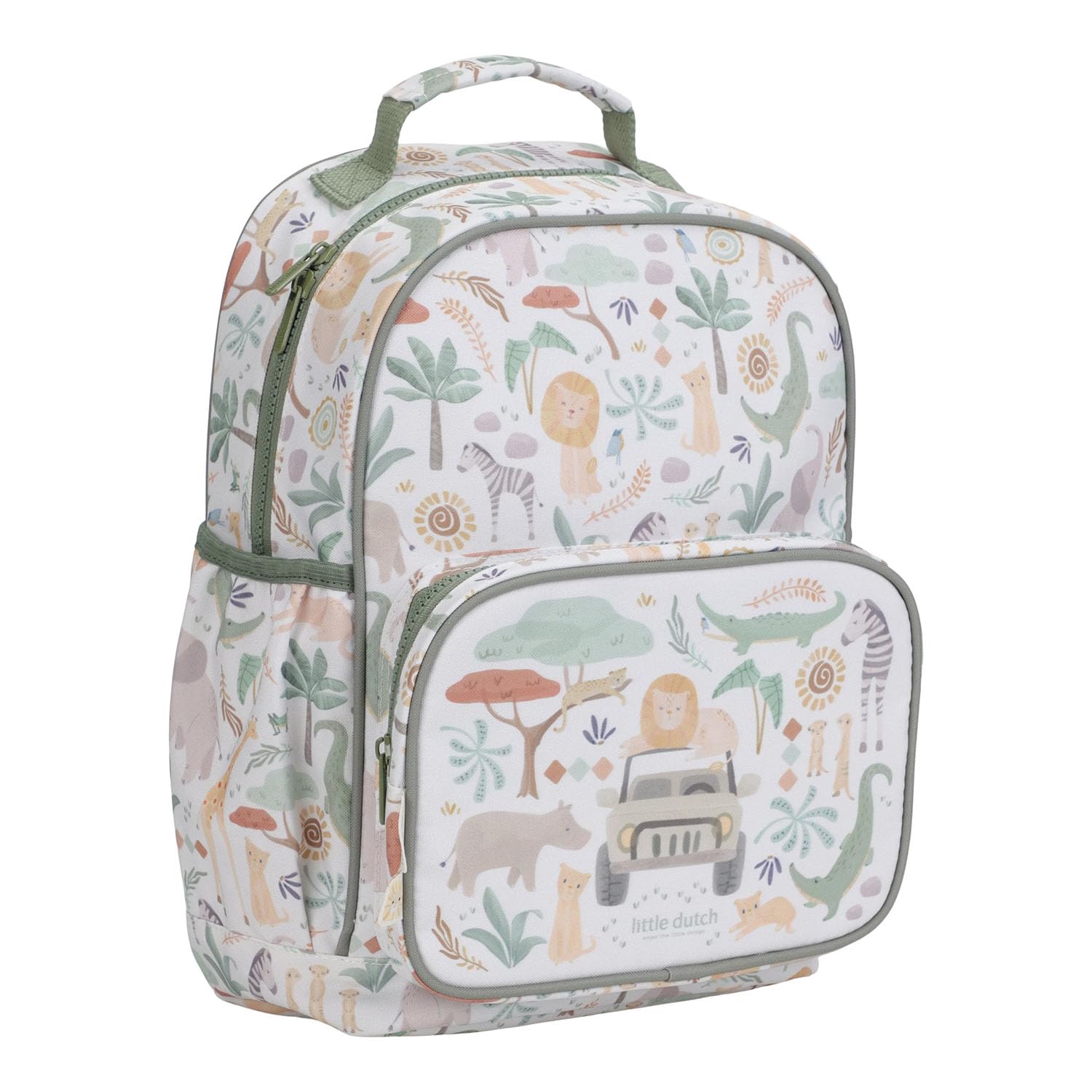 Kinderrucksack Tiere groß - Safari Friends weiß / grün