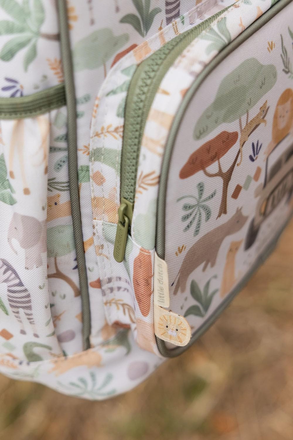 Kinderrucksack Tiere groß - Safari Friends weiß / grün