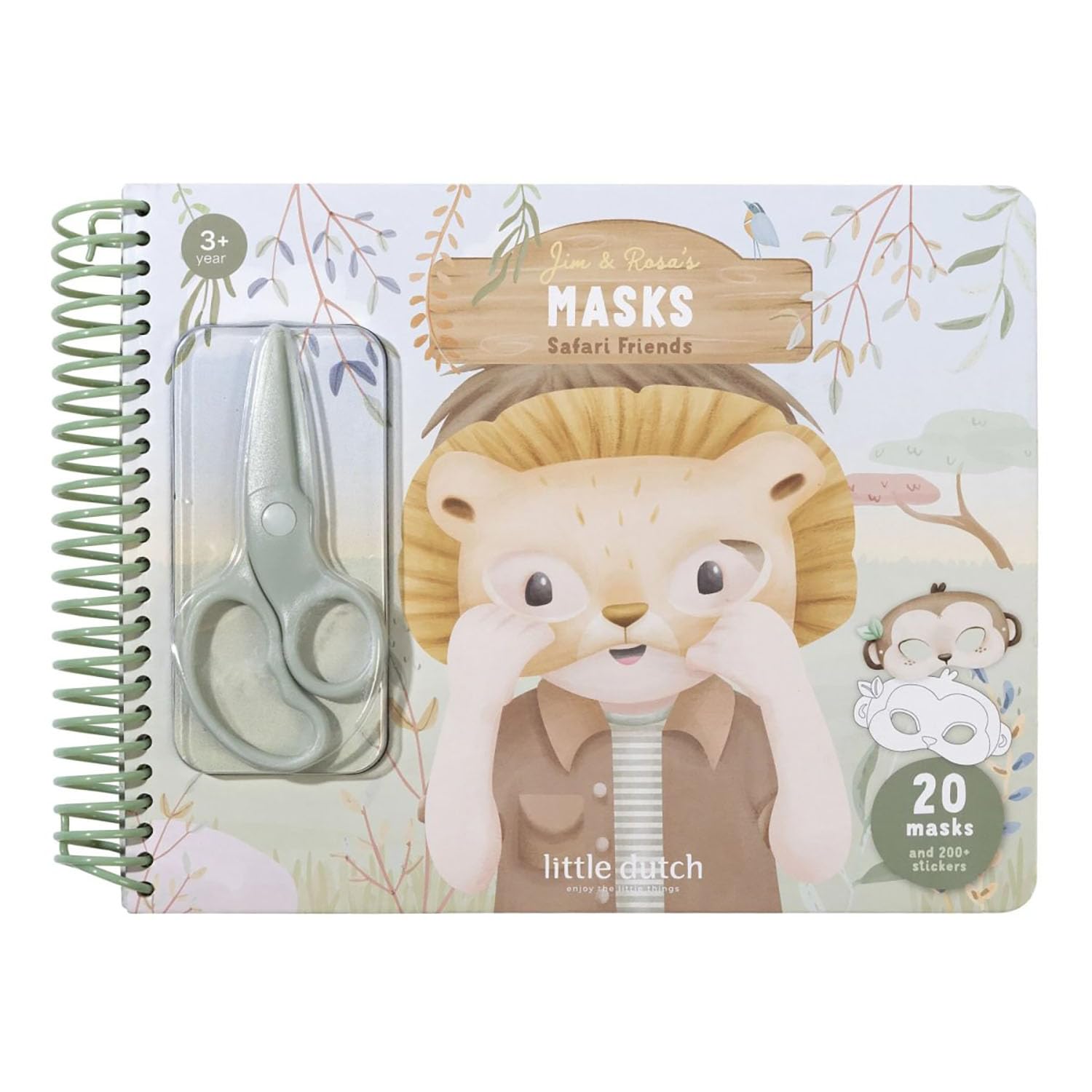Bastelbuch inklusive Kinderschere und Aufklebern Jim & Rosa's Masks - Safari Friends