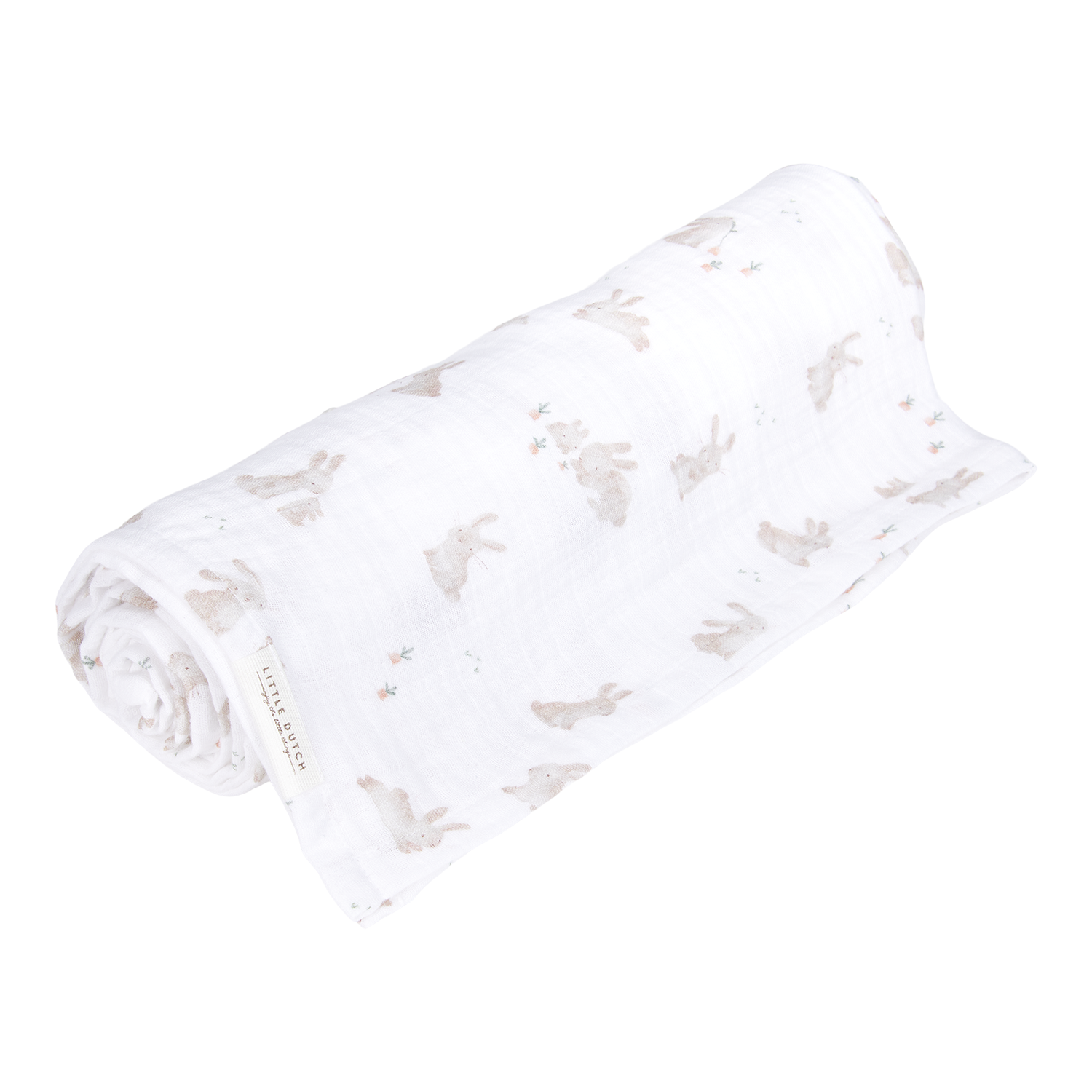 Musselin Swaddle Tuch / Pucktuch Baby Bunny Newborn Naturals weiß / beige (120x120 cm)