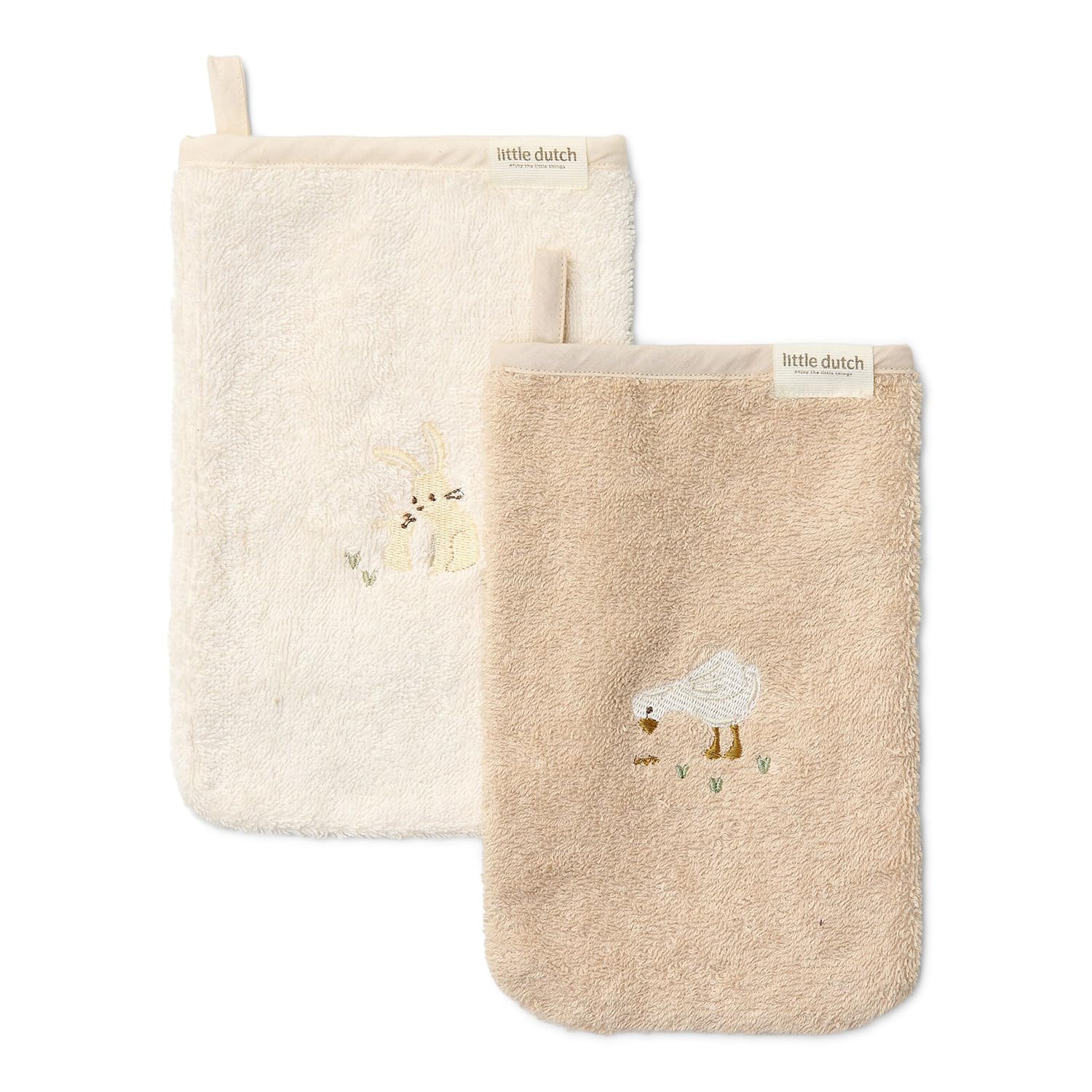 Waschlappen / Waschhandschuhe 2er Set Frottee Baby Bunny - Newborn Naturals beige
