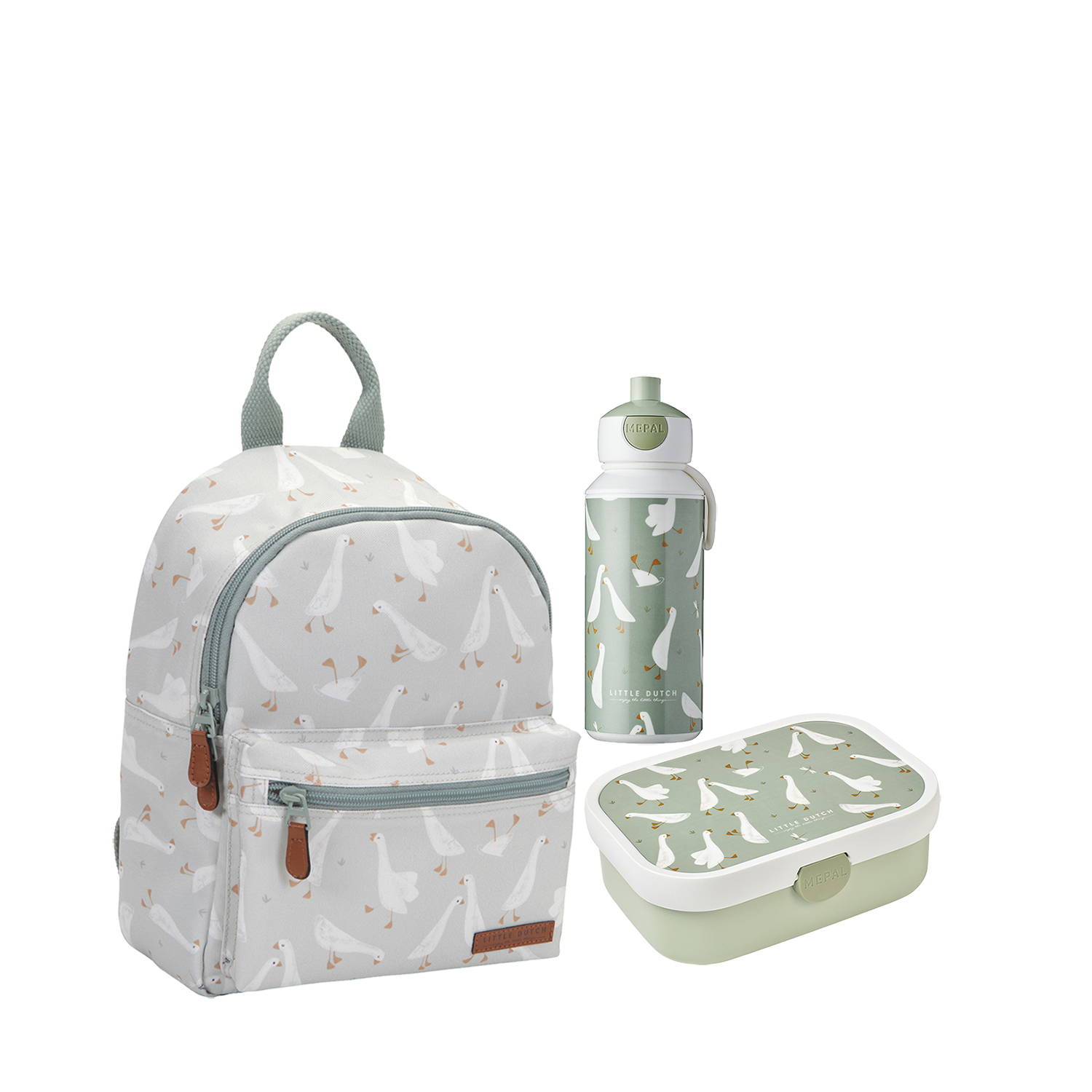 Set Kinderrucksack, Brotdose Campus & Trinkflasche Pop-up Little Goose / Kleine Gans